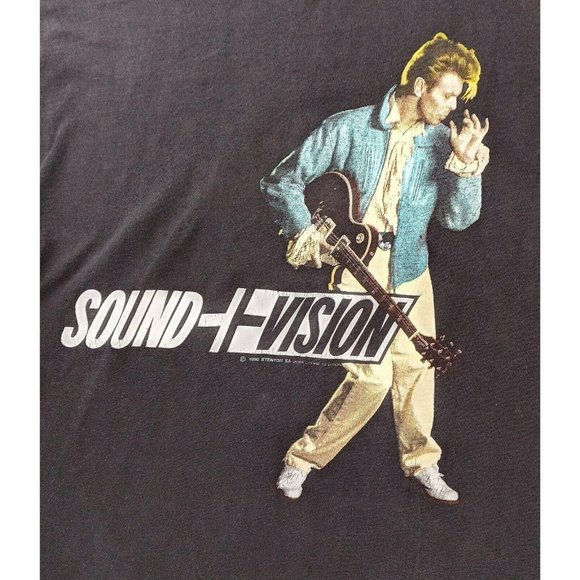 Vintage David Bowie Tour XL Sound + Vision T-Shirt 1990 Original Black Brockum - Picture 4 of 9